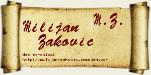 Milijan Zaković vizit kartica